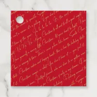 Red Gold Christmas Typography Pattern#36 ID1009 Favor Tags