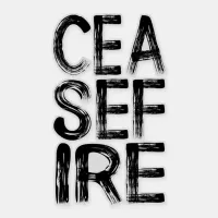 CEASE FIRE Stark Block Letters Sticker