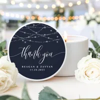 String Lights Navy Blue Elegant Wedding Thank You Mini Candle Favors