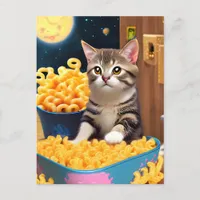 Funny Cat with Pasta Postcard