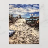 Post Apocalyptic Empty Abandoned Beach Postcard