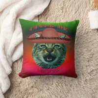 Cinco De Meow Gray Cat Cinco De Mayo Mexico Throw Pillow