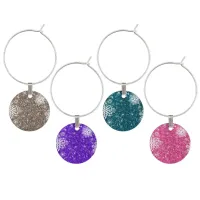 Snowflakes on Glitter SOG Wine Glass Charm