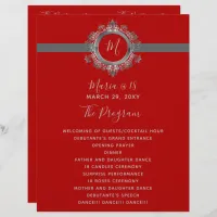 Red and Gray Monogram Birthday Programs