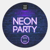 Glow in the Dark Neon Corporate party invitation Classic Round Sticker