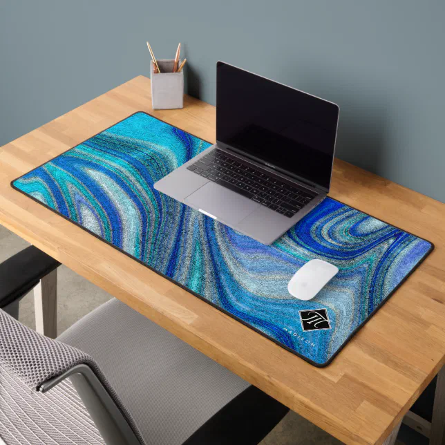 Elegant Aquamarine Paua Rainbow Shell Inspired Desk Mat