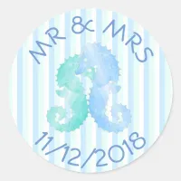 Seahorse Couple Blue Green Seahorses  Stickers