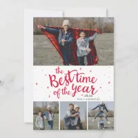 Best Time of The Year Red Plaid Photo Collage Holiday Card