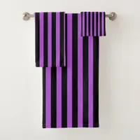 Halloween Poison Purple and Black Striped Bath Towel Set