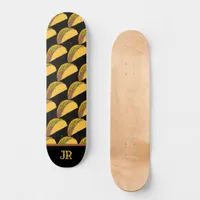 Tacos Patterned Black Skateboard