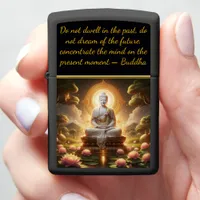 Buddha amid lotus blooms.  zippo lighter