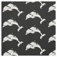 Dolphins Black and White Sea Life Patterned Fabric