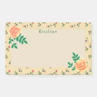 Elegant Vintage Yellow Roses Personalized Post-it Notes