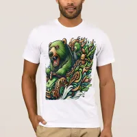 Animated Bears Riding a Green Car  T-Shirt