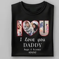 I♥U Modern Custom I Love You Daddy Mommy 3 Photo T-Shirt