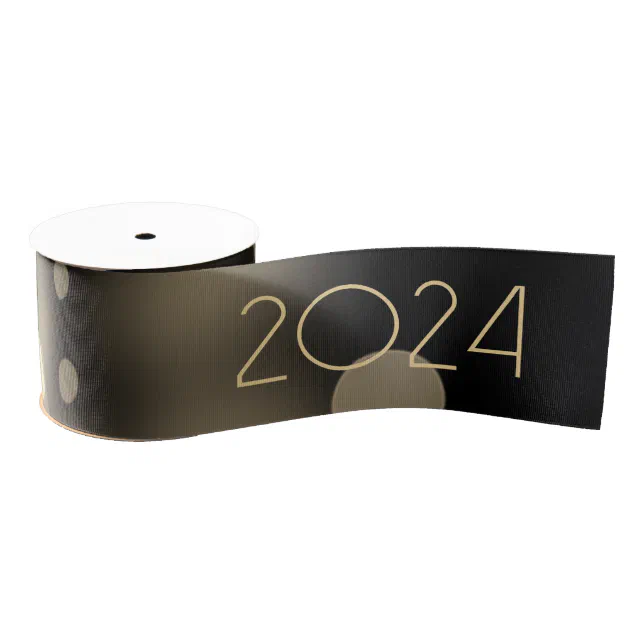 2024 new year with golden bubbles grosgrain ribbon