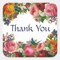 Thank You Floral Burgundy Roses Stickers