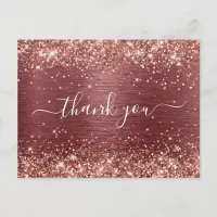 Glittery Brick Red Foil 40th Birthday Thank You Postcard