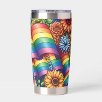 LGBTQIA+ Pride Flags, Rainbows, Flowers Insulated Tumbler