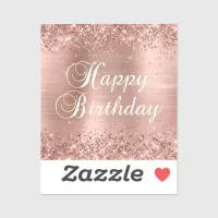 Glittery Rose Gold Foil Happy Birthday Sticker