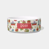 Cute Colorful Christmas Presents Pet Bowl