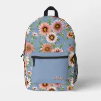 Pink Daisies Floral Botanical Art Personalized Printed Backpack