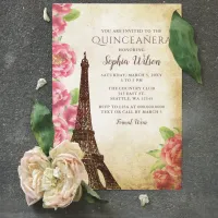 Budget Vintage Eiffel Tower Quinceañera Invitation