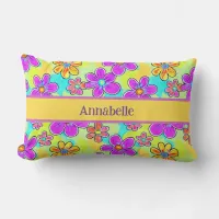 Colorful Retro Daisies Lumbar Pillow