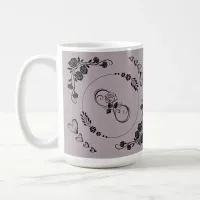 Simple Black Hearts, Floral, Infinity on Mauve | Coffee Mug