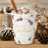 Elegant Violin Music Notes Merry Christmas Paper Cups