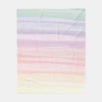 Rainbow Pastel Colors Watercolor Brush Strokes Fleece Blanket