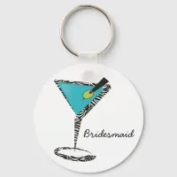 chic aqua martini keychain