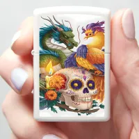 Dragon, Phoenix, And Skull Day Of The Dead Zippo Lighter