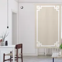 Beige and White Greek Key Border Blackout Curtains