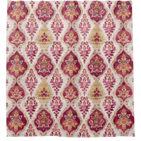 Boho Chic Red Berry and Gold Ikat Pattern Shower Curtain