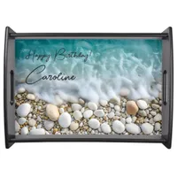 Marine Ocean Stones and Sand Beach Serving Tray