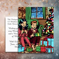 Two Cute Vintage Children Christmas Holiday Postcard