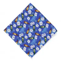 Beer Bottles and Tropical Blue Palm Leaves Print Bandana