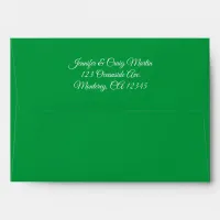 White Elegant Modern Calligraphy Kelly Green Envelope