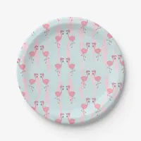 Cute Summer Flamingo Pattern Paper Plates