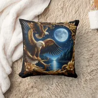 Eagles Perched In Moonlit Forest Throw Pillow