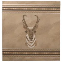 Southwest Pronghorn Antelope Face Brown Border Cloth Napkin