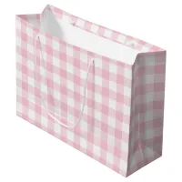 Girly Pastel Pink Gingham Plaid Large Gift Bag