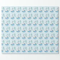 Ships Ahoy, It's a Boy! Baby Shower Blue Sailboat Wrapping Paper