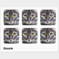 Wonderful cat portrait    square sticker