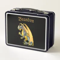 Personalized Fire Breathing Dragon Metal Lunch Box