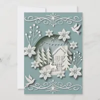 Magical 3D Unique Christmas Card with Winter Scene