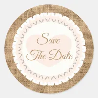 Save the Date Rustic Burlap Wedding Sticker