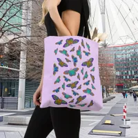 Colorful butterflies on baby Pink  Tote Bag