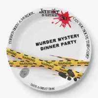 Murder mystery birthday dinner party crime scene  paper plates